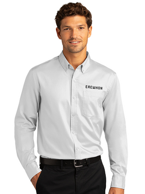 Erewhon Employee White Long Sleeve Twill Button-Down Shirt