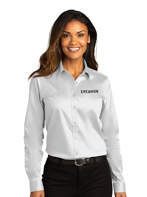 Erewhon Employee White Long Sleeve Twill Button-Down Shirt