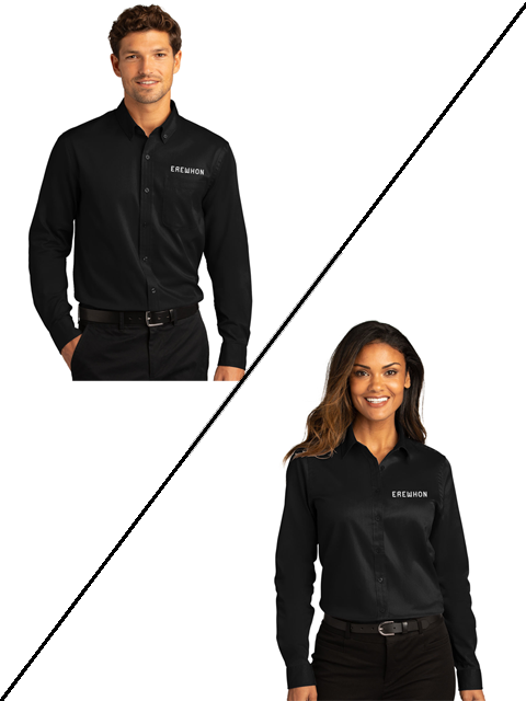 Erewhon Employee Black Long Sleeve Twill Button-Down Shirt