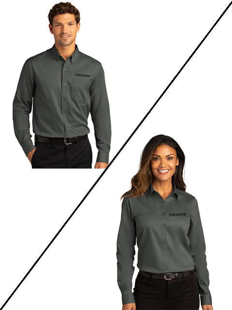 Erewhon Employee Gray Long Sleeve Twill Button-Down Shirt