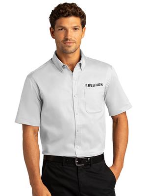 Erewhon Employee White Short Sleeve Twill Button-Down Shirt