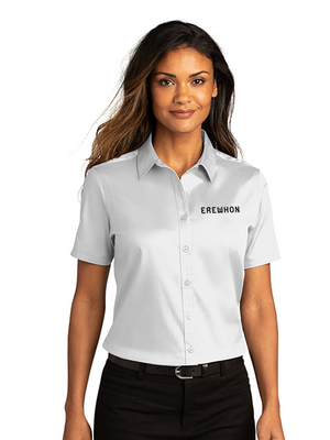 Erewhon Employee White Short Sleeve Twill Button-Down Shirt