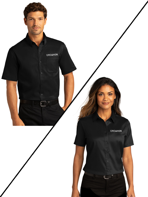 Erewhon Employee Black Short Sleeve Twill Button-Down Shirt