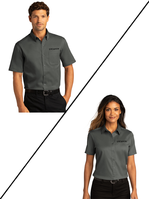 Erewhon Employee Gray Short Sleeve Twill Button-Down Shirt