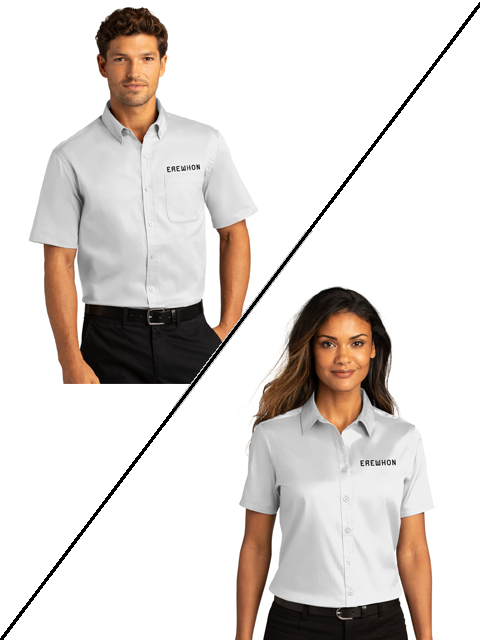 Erewhon Employee White Short Sleeve Twill Button-Down Shirt